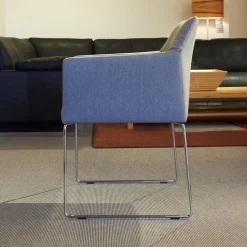 4er Set Stuhl Trient Stoff 10 113 London Dess Milchkaffe Grau Weiß Gestell Chrom Glanz