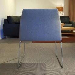 4er Set Stuhl Trient Stoff 10 113 London Dess Milchkaffe Grau Weiß Gestell Chrom Glanz