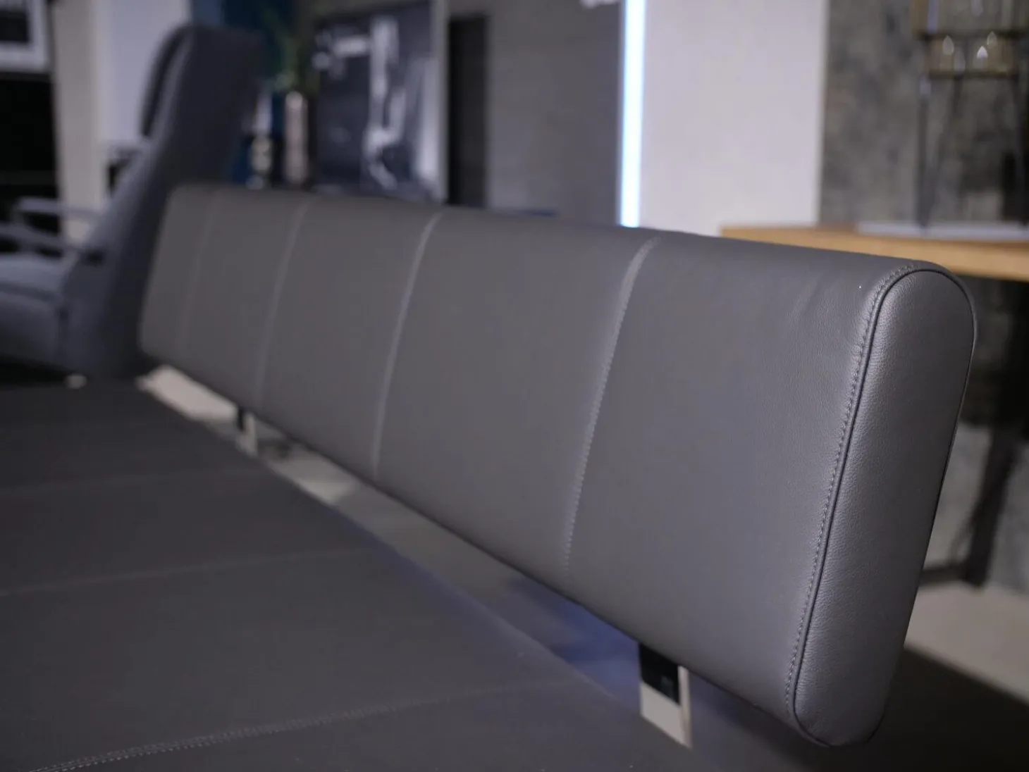 3er Set Stuhl Und Essbank Mirado Leder 1024 Anthrazit Gestell Flachstahl Verchromt