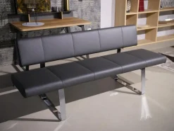 3er Set Stuhl Und Essbank Mirado Leder 1024 Anthrazit Gestell Flachstahl Verchromt