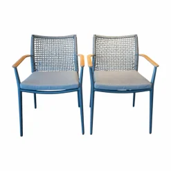 2er Set Stuhl Vera Outdoor Stoff Bombay Hellgrau Gestell Aluminium Anthrazit