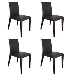 4-er Set Stuhl Vol au Vent Leder Gamma Grau