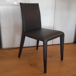 4-er Set Stuhl Vol au Vent Leder Gamma Grau