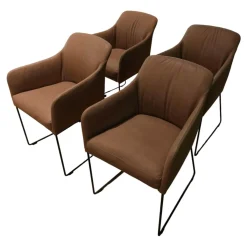 4er Set Stuhl Youma Casual Leder Kenia Rock 19 Braun Drahtkufengestell M11 Schwarz