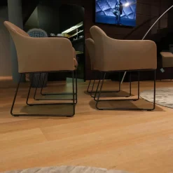 4er Set Stuhl Youma Casual Leder Kenia Rock 19 Braun Drahtkufengestell M11 Schwarz