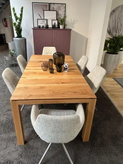 6er Set Stuhlgruppe Pegara 13 Bezug Stoff Coco Und Shell 196 Grau Drehgestell Prisma Silber Mit Gleitern Schwarz