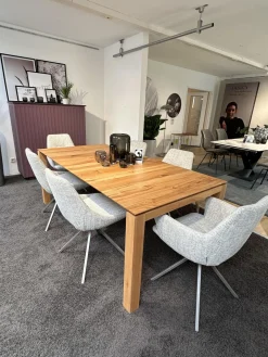 6er Set Stuhlgruppe Pegara 13 Bezug Stoff Coco Und Shell 196 Grau Drehgestell Prisma Silber Mit Gleitern Schwarz