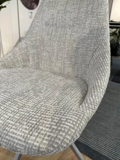 6er Set Stuhlgruppe Pegara 13 Bezug Stoff Coco Und Shell 196 Grau Drehgestell Prisma Silber Mit Gleitern Schwarz