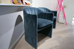 2er Set Stuhlsessel Loafer Stoff Velvet 10 Twilight Grau Gestell Schwarz