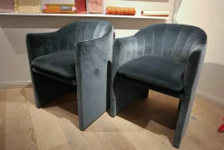 2er Set Stuhlsessel Loafer Stoff Velvet 10 Twilight Grau Gestell Schwarz