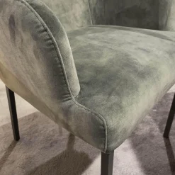 5er Set Stuhlwerk 2 Bezug Stoff Uni Adore Hunter Grau 4 Fuß Gestell Umbragrau