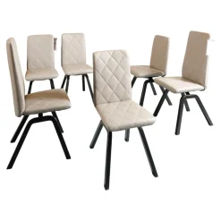 6-er Stuhlgruppe Mango Leder Paloma Silver Grey Gestell Schwarz 36 Buche Gebeizt Und Lackiert Mit Balance Adapt