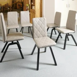 6-er Stuhlgruppe Mango Leder Paloma Silver Grey Gestell Schwarz 36 Buche Gebeizt Und Lackiert Mit Balance Adapt