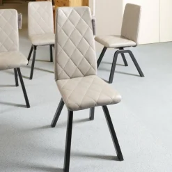 6-er Stuhlgruppe Mango Leder Paloma Silver Grey Gestell Schwarz 36 Buche Gebeizt Und Lackiert Mit Balance Adapt