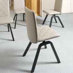 6-er Stuhlgruppe Mango Leder Paloma Silver Grey Gestell Schwarz 36 Buche Gebeizt Und Lackiert Mit Balance Adapt