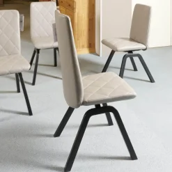 6-er Stuhlgruppe Mango Leder Paloma Silver Grey Gestell Schwarz 36 Buche Gebeizt Und Lackiert Mit Balance Adapt