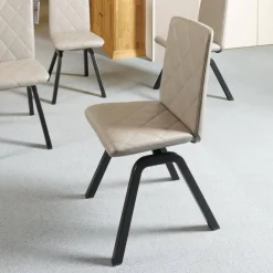 6-er Stuhlgruppe Mango Leder Paloma Silver Grey Gestell Schwarz 36 Buche Gebeizt Und Lackiert Mit Balance Adapt