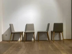 4-er Stuhlgruppe Pit x16 Grau Füße Holz Lackiert