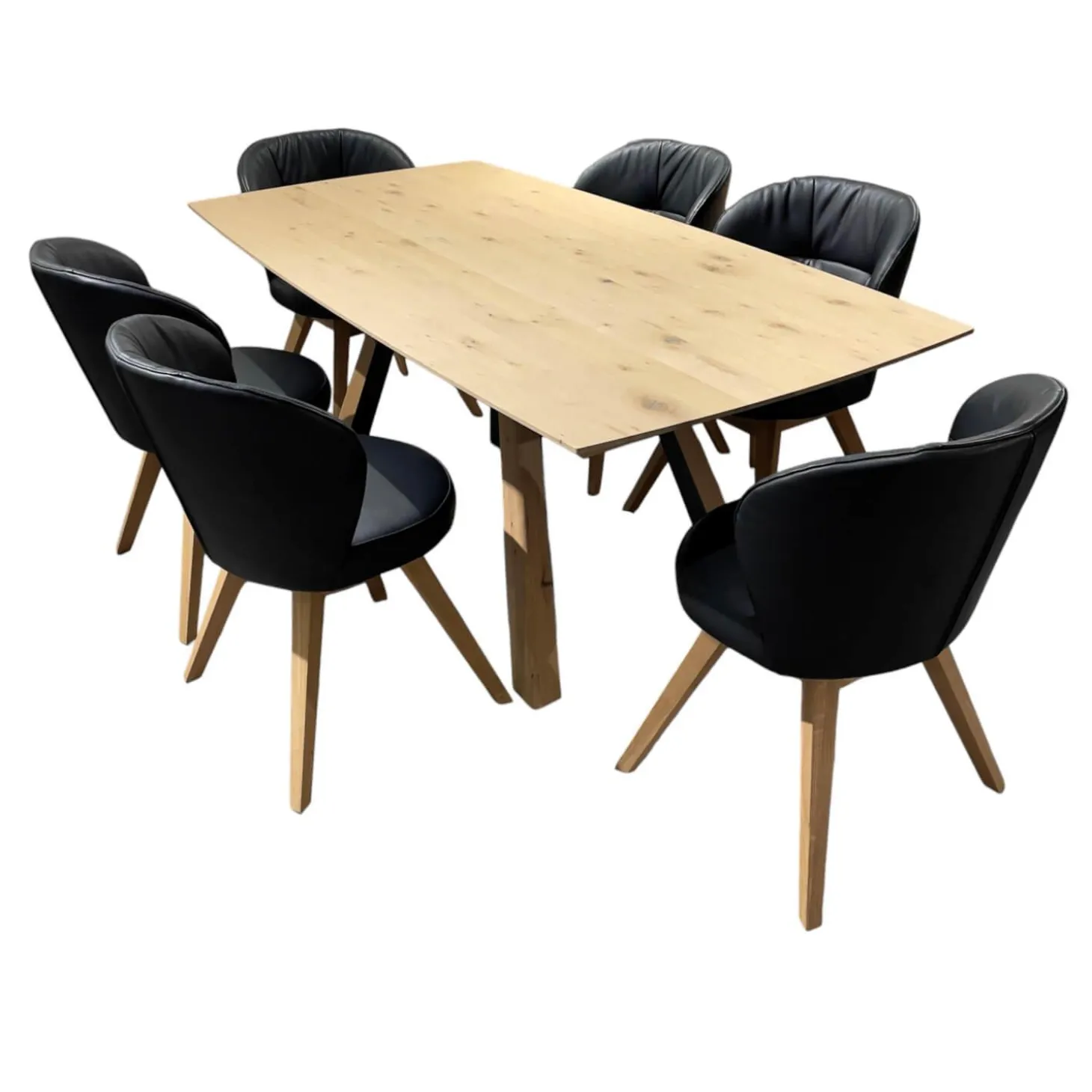 6er Stuhlset Romy Bezug Leder 40 16 Gestell Kerneiche Natur Massiv Ohne Tisch