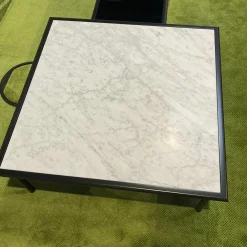 2er-Set 901 Couchtisch Tischplatte Naturstein Carrara Gestell Buche Schwarz