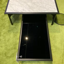 2er-Set 901 Couchtisch Tischplatte Naturstein Carrara Gestell Buche Schwarz