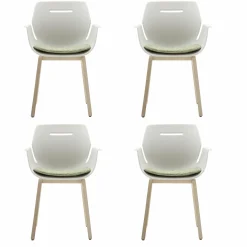 4er-Set Armelhnstuhl Tooon Kunststoff Weiß Gestell New Oak