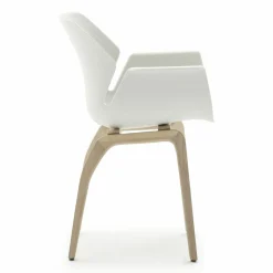 4er-Set Armelhnstuhl Tooon Kunststoff Weiß Gestell New Oak