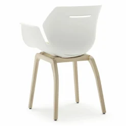 4er-Set Armelhnstuhl Tooon Kunststoff Weiß Gestell New Oak