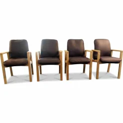 4er-Set Armlehnstühle Leder 508 Dark Brown Gestell Lackiert