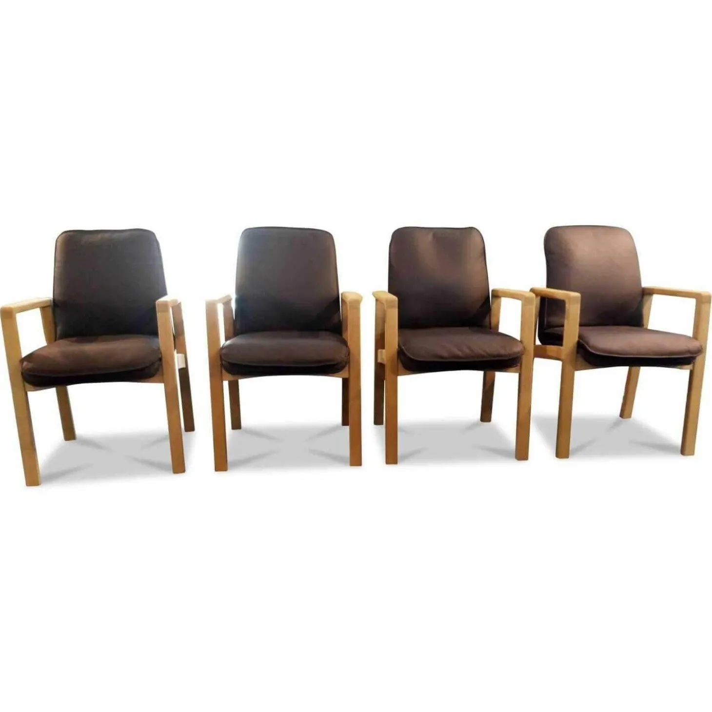 4er-Set Armlehnstühle Leder 508 Dark Brown Gestell Lackiert