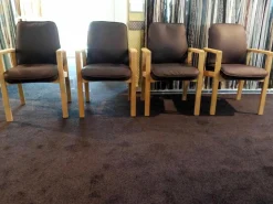 4er-Set Armlehnstühle Leder 508 Dark Brown Gestell Lackiert