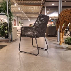 4er-Set Armlehnstuhl Allanis Bezug Stoff Copacabana White Grey 165 Grau Kufengestell Aluminium Anthrazit