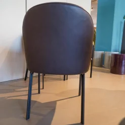 3er-Set Armlehnstuhl Celine Leder Sahara Canelo 60015 Braun Gestell Stahl Schwarz