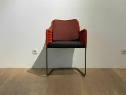 4er-Set Armlehnstuhl D43 Geflecht Rot Sitzkissen Leder Rückenkissen Stoff