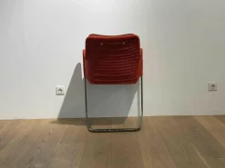 4er-Set Armlehnstuhl D43 Geflecht Rot Sitzkissen Leder Rückenkissen Stoff