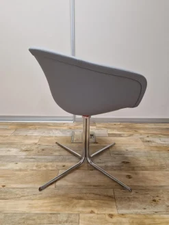 6er-Set Armlehnstuhl Duna 02 Kunstleder Valencia Spradling VL04.045 Grau Spinnenfuß Cro Stahl Verchromt Drehbar