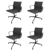 4er-Set Armlehnstuhl EA104 Stoff Hopsak 05 Dunkelgrau Drehgestell Aluminium Tiefschwarz Pulverbeschichtet