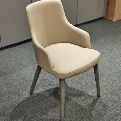 2er-Set Armlehnstuhl Eva Bezug Kunstleder A Talpa Beige Gestell Eiche Grigio Grau