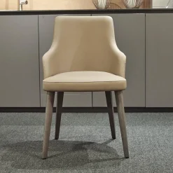 2er-Set Armlehnstuhl Eva Bezug Kunstleder A Talpa Beige Gestell Eiche Grigio Grau