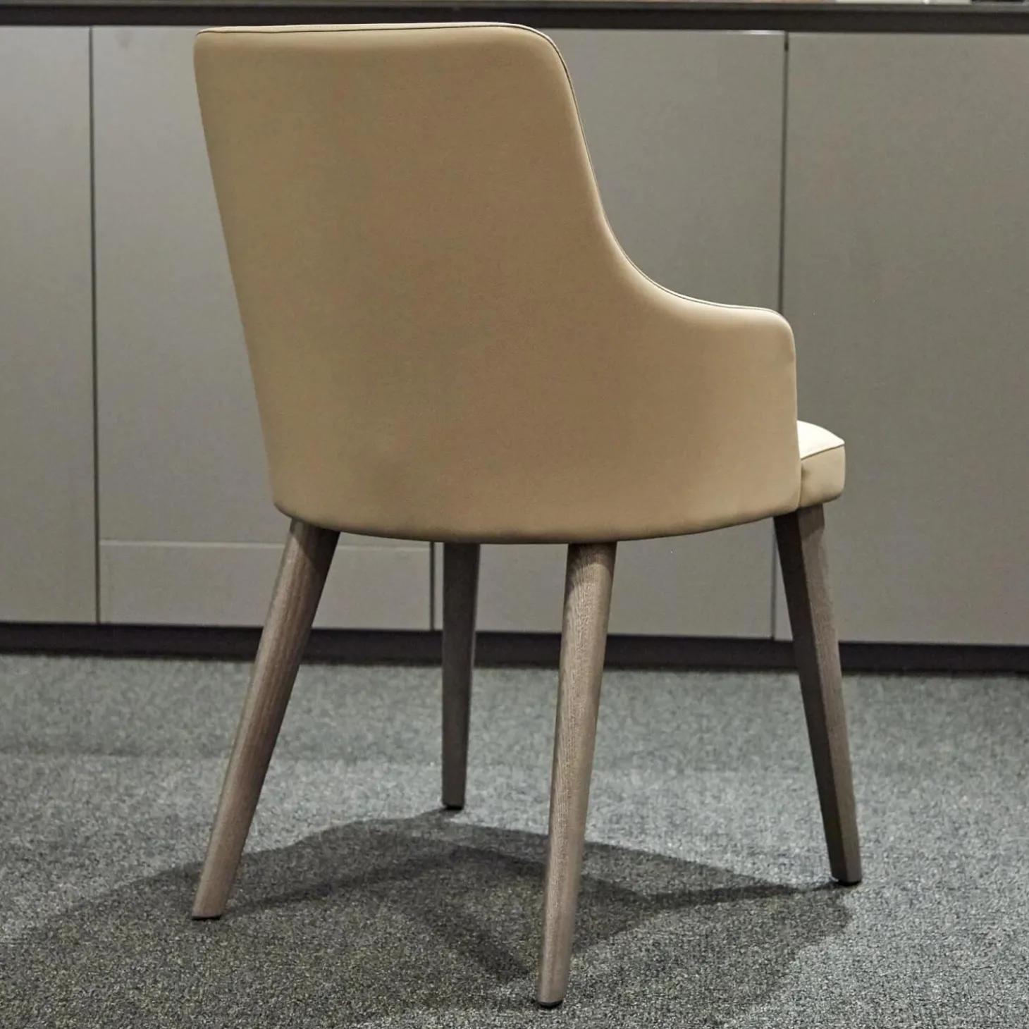 2er-Set Armlehnstuhl Eva Bezug Kunstleder A Talpa Beige Gestell Eiche Grigio Grau