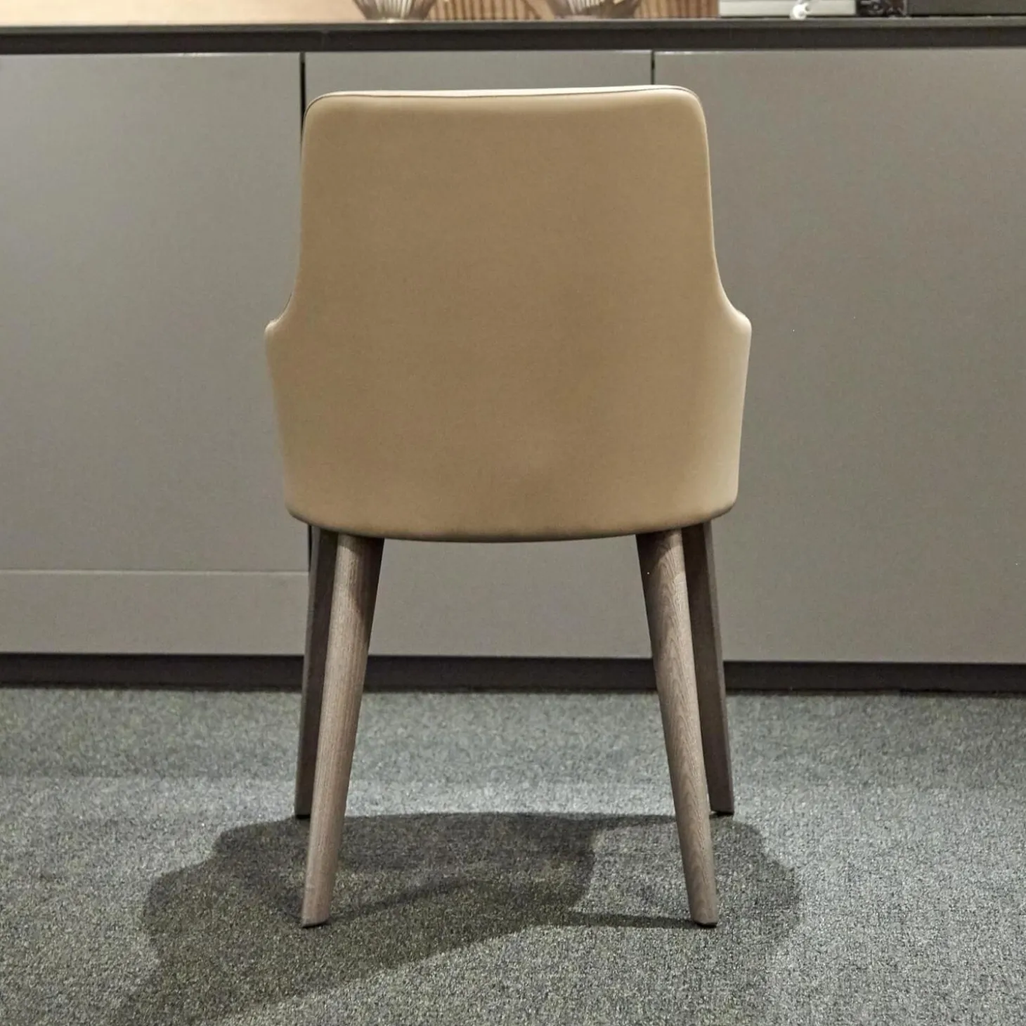 2er-Set Armlehnstuhl Eva Bezug Kunstleder A Talpa Beige Gestell Eiche Grigio Grau