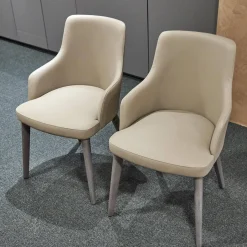 2er-Set Armlehnstuhl Eva Bezug Kunstleder A Talpa Beige Gestell Eiche Grigio Grau