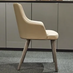 2er-Set Armlehnstuhl Eva Bezug Kunstleder A Talpa Beige Gestell Eiche Grigio Grau