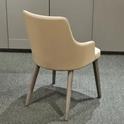 2er-Set Armlehnstuhl Eva Bezug Kunstleder A Talpa Beige Gestell Eiche Grigio Grau