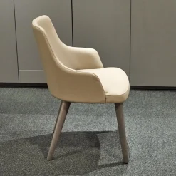 2er-Set Armlehnstuhl Eva Bezug Kunstleder A Talpa Beige Gestell Eiche Grigio Grau