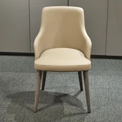 2er-Set Armlehnstuhl Eva Bezug Kunstleder A Talpa Beige Gestell Eiche Grigio Grau