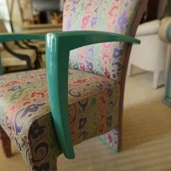 2er-Set Armlehnstuhl Extra Stoff Mehrfarbig Lack Hochglanz Grün