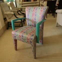 2er-Set Armlehnstuhl Extra Stoff Mehrfarbig Lack Hochglanz Grün