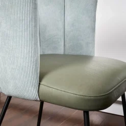 2er-Set Armlehnstuhl Gaia Rundrohrgestell Bezug Rücken Stoff Lisboa Farbe 18 Sitz Leder Silk Dark Olive