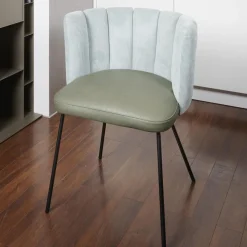 2er-Set Armlehnstuhl Gaia Rundrohrgestell Bezug Rücken Stoff Lisboa Farbe 18 Sitz Leder Silk Dark Olive